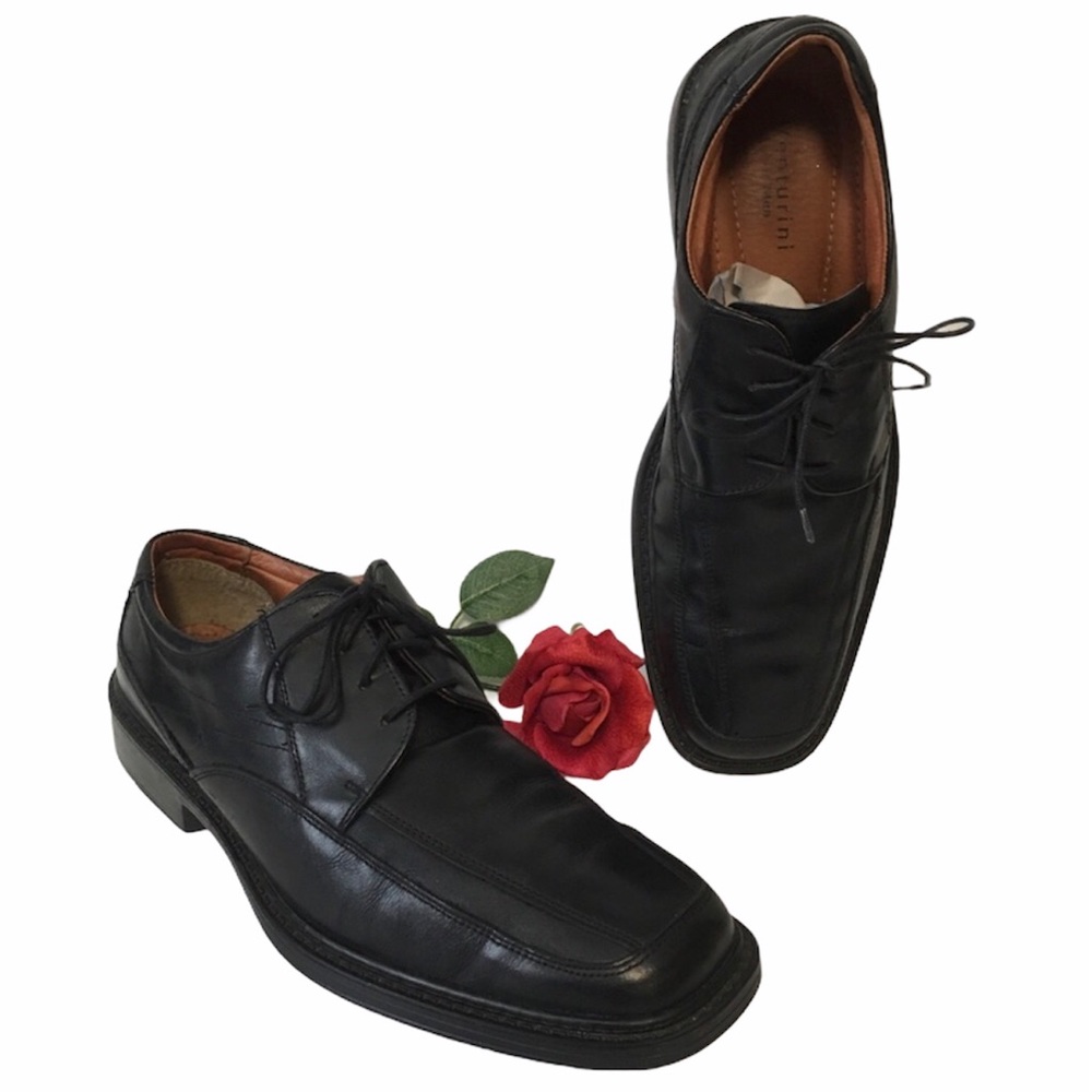 VENTURINI BLACK LEATHER LACE UP DRESS SHOES 11.5